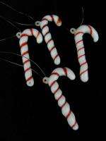   Blown Glass Red White Candy Cane Ornaments Lot of 4 Twisted  