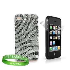 Apple iphone 4 Accessories Kit: Classic Zebra Rhinestone Design Hard 