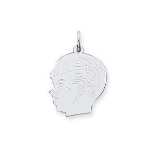  Engraveable Boy Charm in 14k White Gold: Jewelry