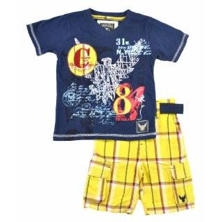 Company 81 Toddler Boys New Navy & Yellow Plaid 2Pc Short Se