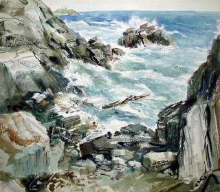 Original Watercolor by Carlton Plummer   Maine Coast  