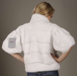 New top quality White Mink fur jacket bolero   ALL SIZES   XS S M L XL 