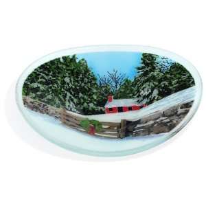  Peggy Karr 16 Inch Oval Bowl, Winter Cabin: Kitchen 