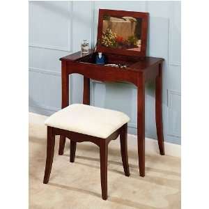   finish wood vanity make up table and stool set: Furniture & Decor
