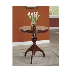   Warm Cherry Round Accent Table with Tri legged Base Furniture & Decor
