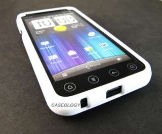 WHITE RUBBERIZED HARD SNAP ON CASE COVER FOR SPRINT HTC EVO 3D PHONE 