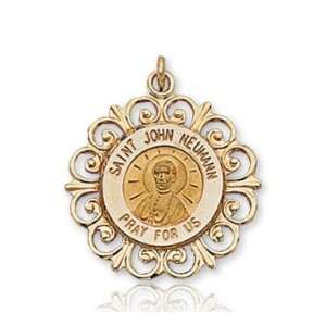   Yellow Gold Ornate Carved Saint John Neumann Medal