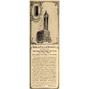  1907 Ad Singer Building Flagg Kinnear Pressed Radiator 