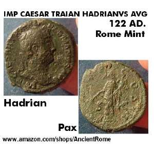  Roman Empire Hadrian. PAX Holding Branch. ROME MINT 122 AD 