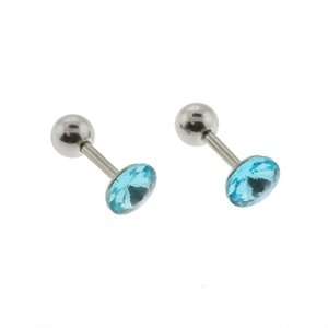 Tragus 5mm Aqua Pointed CZ Ear Barbells   16G (0.25 6mm)   Sold as a 