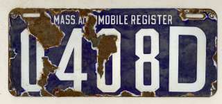   Massachusetts DEALER License Plate with Letter on the tag. PORCELAIN