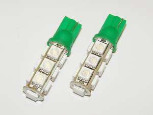 PAIR OF T10 194 13 SMD 5050 LED WEDGE CAR BULBS GREEN  