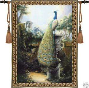 Large Peacock European Luogo Tranquillo Wall Tapestry  