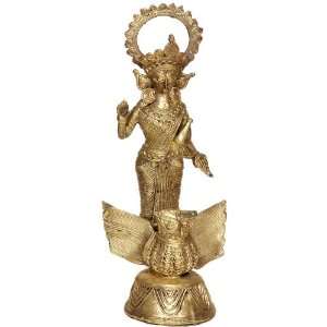  Goddess Lakshmi with Her Owl and Wealth Pot (Tribal 