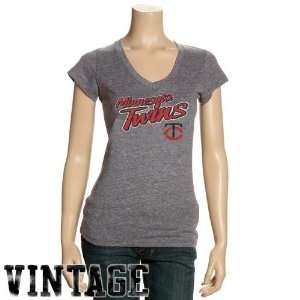  MLB Minnesota Twins Ladies Dark Ash Name V Neck T shirt 