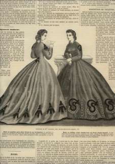 ORIGINAL MODE ILLUSTREE April 2,1865+hand colored print  