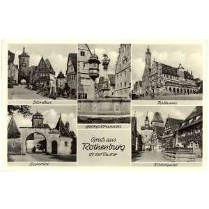 1950s Vintage Postcard   Views of Rothenburg Germany 