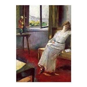  Lesser Ury   Seated Woman With A Book Giclee Canvas: Home 