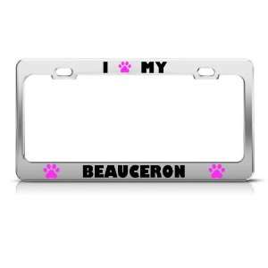 Beauceron Paw Love Pet Dog Metal license plate frame Tag 