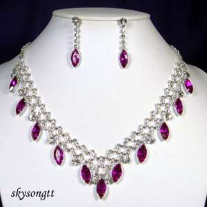 Swarovski Crystal Purple Rhinestone Necklace Set S1490V  