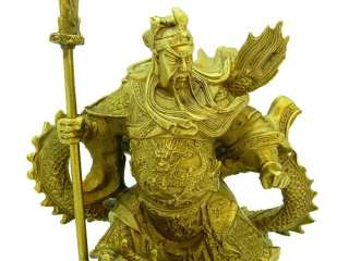 Brass Standing Kuan Kong with Dragon Figurine  