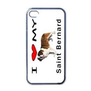  I Love My Saint Bernard Black Iphone 4 and Iphone 4s Case 