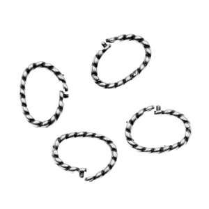  Antiqued Silver Plated Oval Twist Lock In Jump Rings 