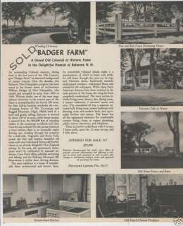 c1950 Real Estate Flyer Badger Farm Belmont NH  