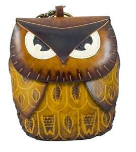   Leather Handcrafted OWL Wristlet, Coin Purse, Wallet, Hand Tooled