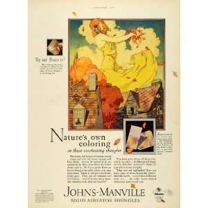  1927 Ad Johns Manville Asbestos Shingles Roofing Roof 
