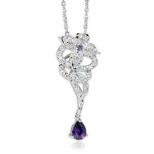  I Lovette Flora Collection CZ Rose Amethyst Teardrop 