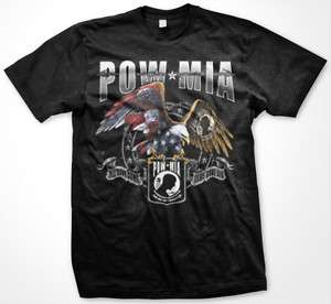 POW MIA American Pride Flag Bald Eagle USA Men T shirt  