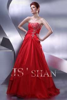 JSSHAN Hot Red Long Ball Prom Ball Gown Evening Dress  