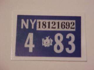 1983 new york n y license plate registration sticker  