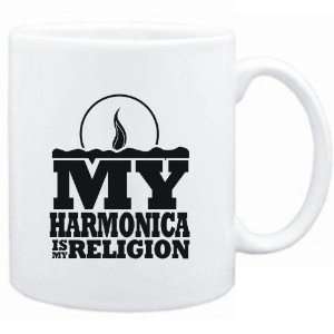  Mug White  my Harmonica is my religion Instruments 