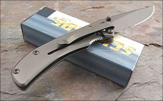 Schrade X Timer Machined Gray Titanium Finish Serrated Framelock Knife 