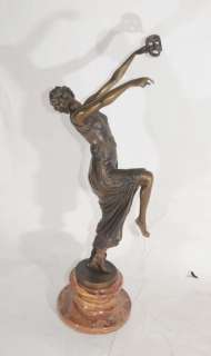Bronze Deco Mask Dancer Figurine Signed Descomps  