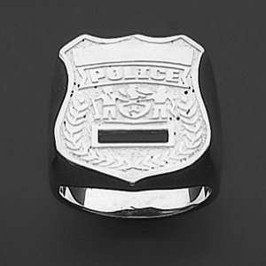  Police 10kt White Gold Badge Ring: Jewelry