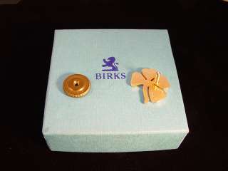 Birks 10K Solid Yellow Gold 4 Leaf Clover Lapel Pin   2.54 grams 