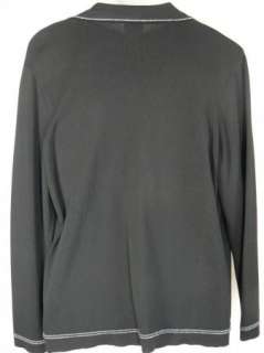 Chicos size 2 L 10 12 Black Twinset Shell Zip Cardigan Sweater Rayon 
