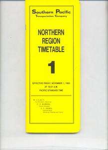 SOUTHERN PACIFIC ETT TIMETABLE NORTHERN REGION #1 11 85  