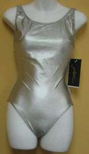 NWT GOTTEX SEXY SILVER SHIMMER BATHING SUIT SWIMSUIT 14  