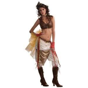pc steampunk showgirl top, skirt w/attached belt and sheer netting 