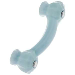  Fluted Milk Blue Glass Bridge Drawer Pull With Nickel 