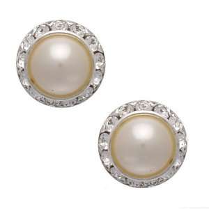  Zara 21mm Large Silver Cream Pearl Post Earrings Jewelry
