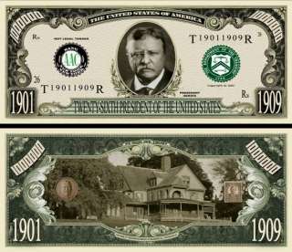 OUR 26TH PRESIDENTIAL THEODORE ROOSEVELT BILL 25/$3.99  