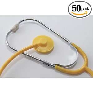  Disposable Stethoscope, Chrome Binaural, Yellow, Latex 
