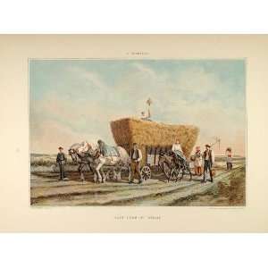  1896 Print Farm Wagon Peasant Harvest Jacques Veyrassat 