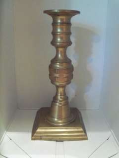 Antique Brass Pushup Candlestick 6 3/4 Angular 3 Base  