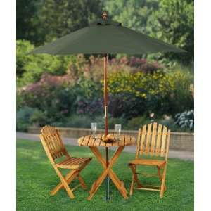  Wooden Bistro Table and Chairs Set: Patio, Lawn & Garden
